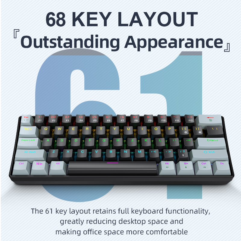 Gaming Keyboard Mini Mechanical - APAYADO K61 Keyboard Mekanis Mini, Berkabel,