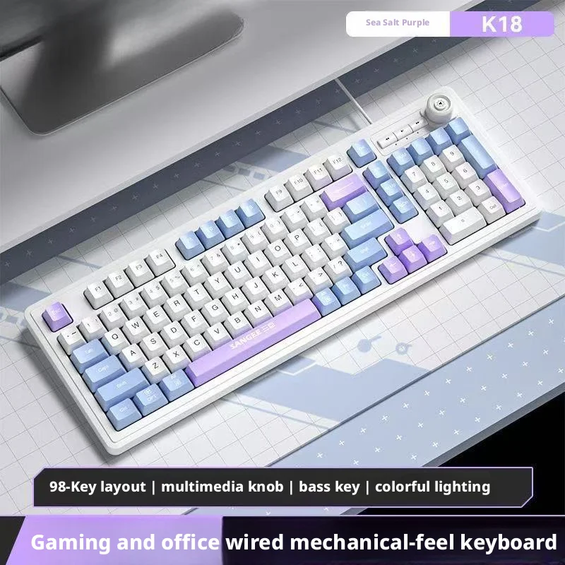 Gaming Keyboard No Noise - 98Keys Keyboard Berkabel RGB Glow Multimedia
