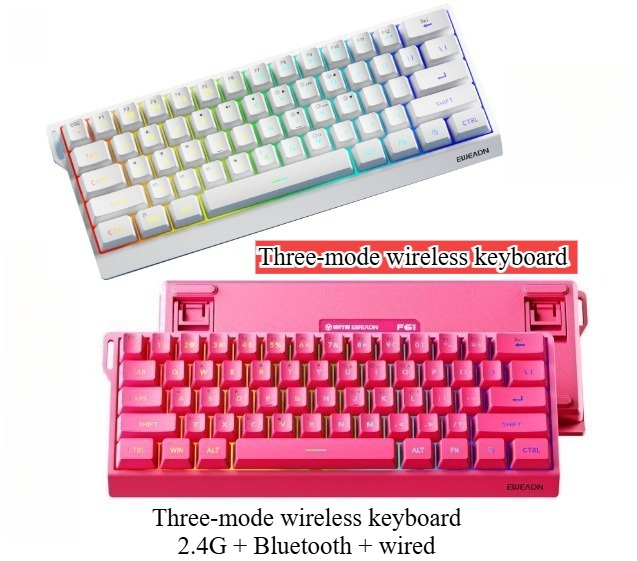 Gaming Keyboard No Noise - Keyboard Mini Nirkabel 61 Tombol Bluetooth+2.4G