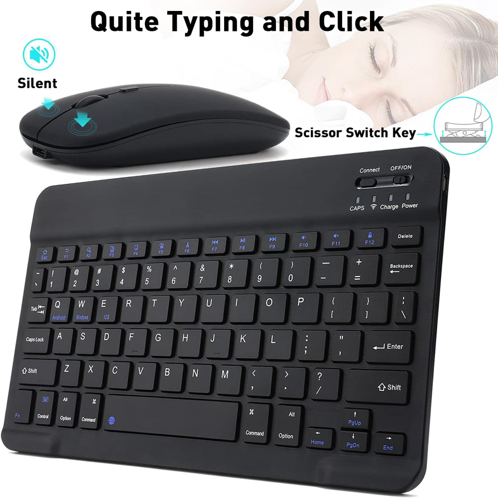 Gaming Keyboard Mouse Wireless - Keyboard Mini Bluetooth Nirkabel 10 inci