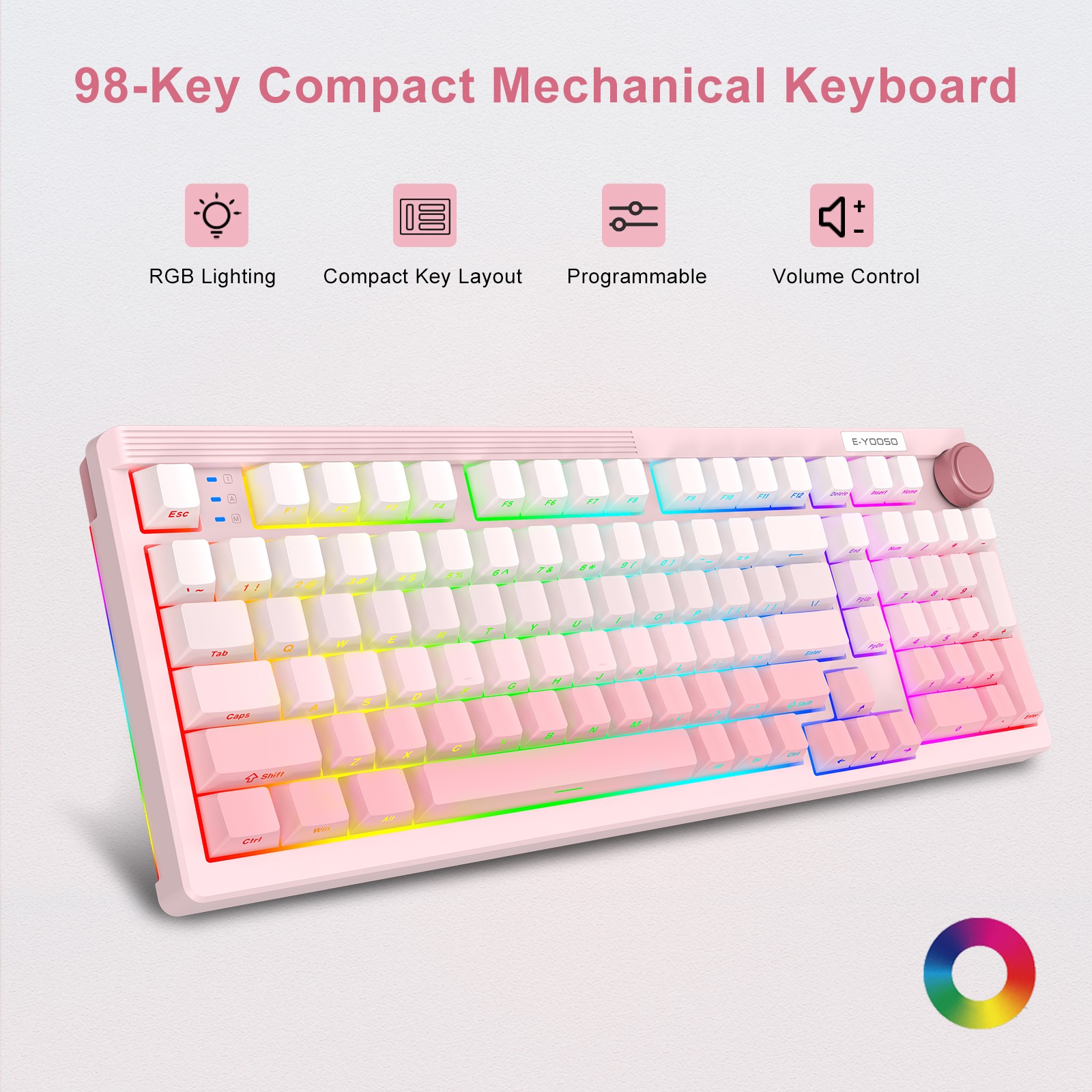 Gaming Keyboard E Yooso - E-YOOSO Keyboard Mekanik Gaming Tri-mode 98-Tombol