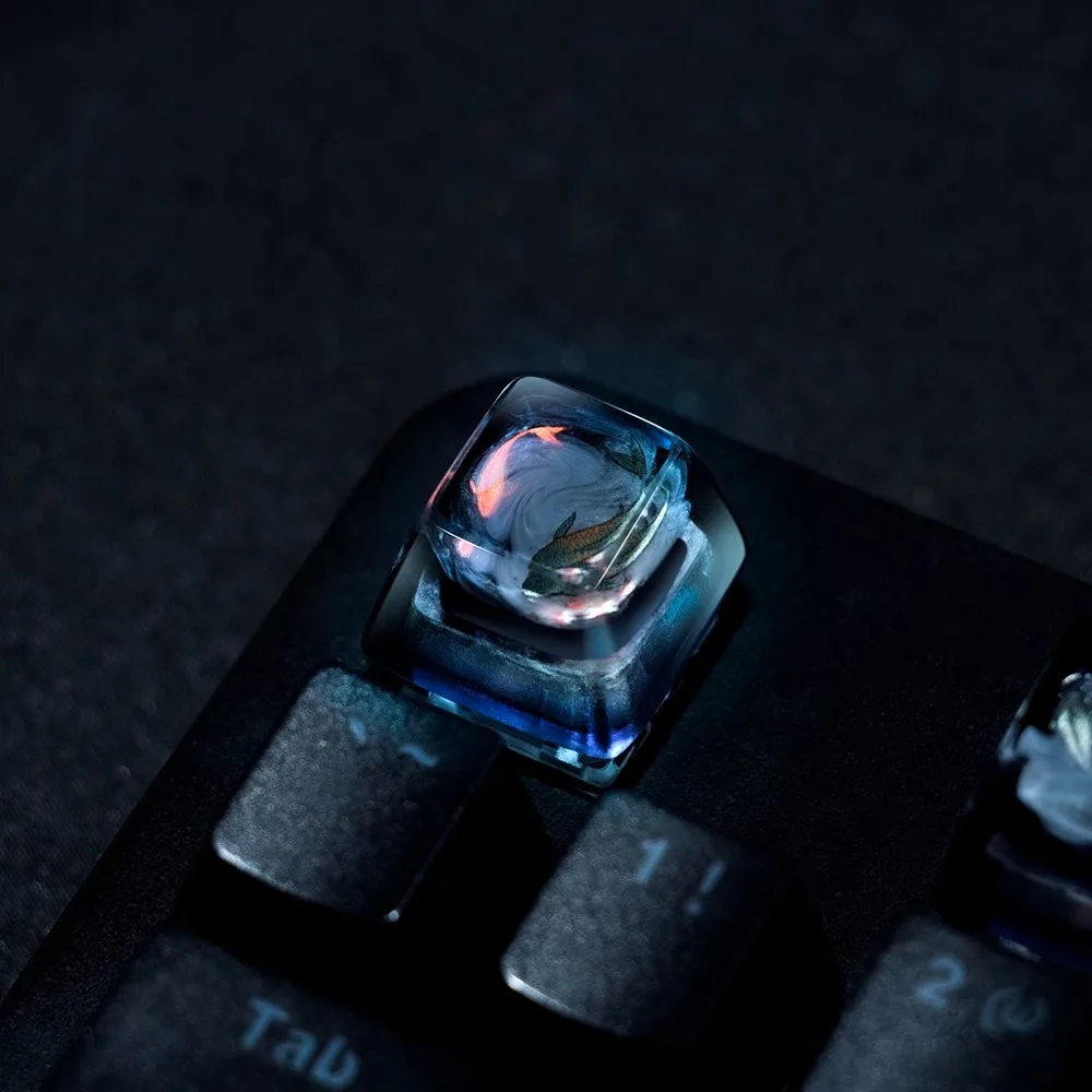 Keyboard Gaming Transparent - Keycap ikan Koi gaya Cina asli