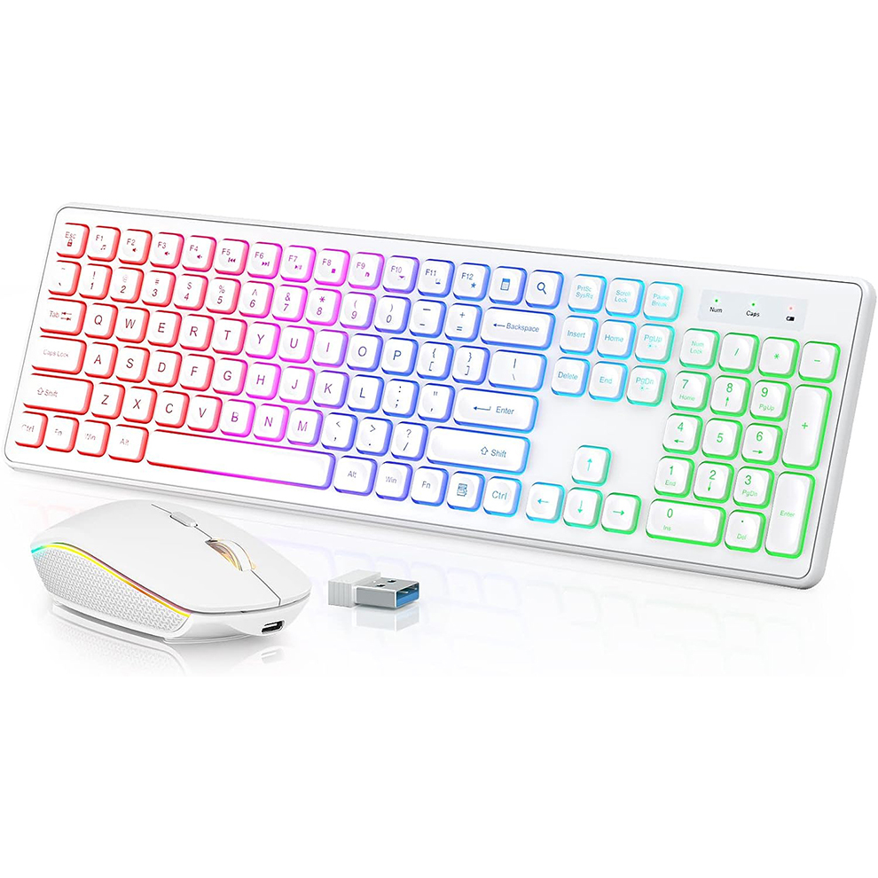 Gaming Keyboard Ergonomic - Keyboard dan Mouse Nirkabel dengan Lampu