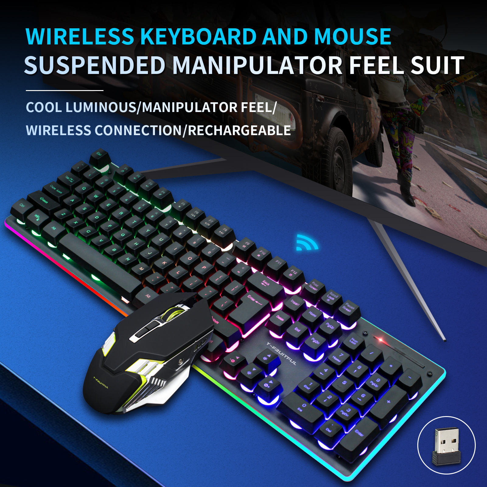 Kombo Keyboard dan Mouse Mekan - Gaming Keyboard And Mouse Combo Wireless ulasan dan harga